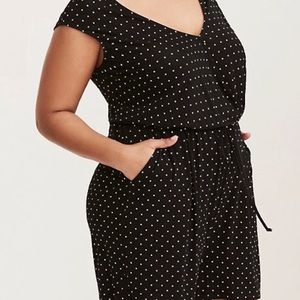 Torrid polka dot surplice romper